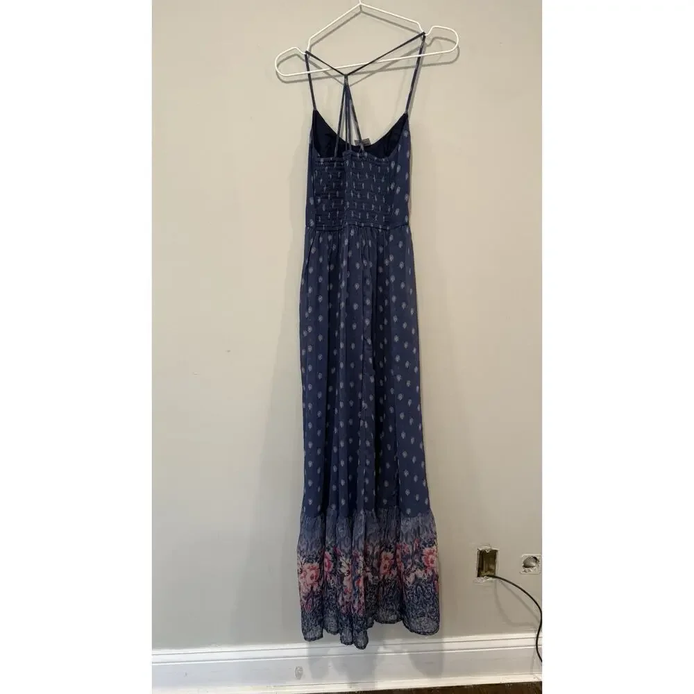 Abercrombie Fitch Maxi Dress Small Navy Floral V Neck nWT 1729